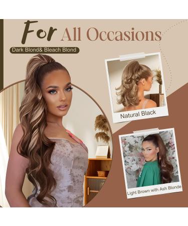 TESS Claw Clip in Ponytail Hair Extensions 24 Inches Curly Wavy Ponytail Extension Ash Blonde Balayage Hair Extensions Clip in Ponytail Blond for Women 150g - Buy Online on GoSupps.com
