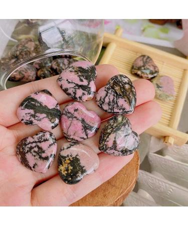 Buy Xiannvxi 20pcs Heart Stones Crystals - Black Stroke Rhodolith Natural Healing Gemstones for Love Reiki & Pocket Use - Buy Online on GoSupps.com