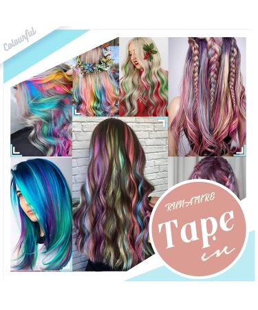 Runature 40cm Real Hair Tape Extensions - Green & Teal - 10 Pieces 25g Invisible Hair Extensions for Smooth Volume - Buy Online on GoSupps.com