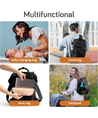 Shop Baby Uma Diaper Bag - Large Capacity Backpack with Diaper Pad & Insulated Bottle Holders | Stylish Black Synthetic Leather for On-the-Go Parents - Buy Online on GoSupps.com