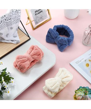 Microfiber Bowtie Spa Headband Set - 3 Pack (Pink, Blue, White) for Women and Girls - Buy Online on GoSupps.com