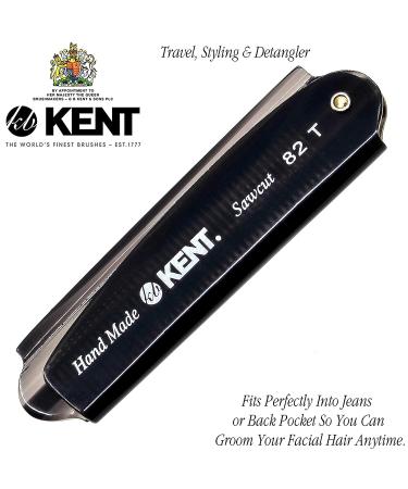Kent 82T 4 Graphite Folding Pocket Comb for Men - Fine Tooth Hair Comb for Everyday Grooming - Beard and Mustache Styling Tool - Made in England - Buy Online on GoSupps.com