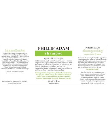 Phillip Adam Apple Cider Vinegar Shampoo and Conditioner Set for All Types of Hair - Sulfate Free - Nourishing & Moisturizing - 355ml Each 355 ml (Pack of 2) - Buy Online on GoSupps.com