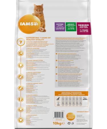 IAMS Senior Dry Cat Food with Chicken - 10 kg | Premium Nutrition for Cats 7+ Years - Buy Online on GoSupps.com