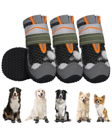 Eyin dog shoes Paw protection 4 pieces breathable dog shoes with a non-slip sole and reflective Velcro fastener for small medium and large dogs outdoor sports black size 1 size 1: width 4.1 cm F-black breathing active (4 pieces)