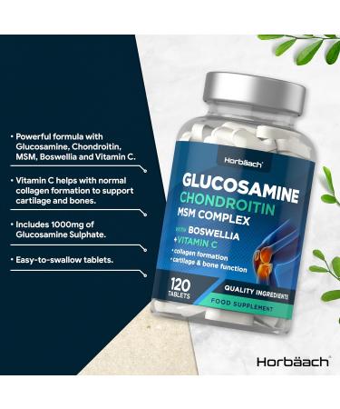 High Strength Glucosamine Chondroitin MSM Complex with Boswellia and Vitamin C | 120 Tablets by Horbaach - Buy Online on GoSupps.com
