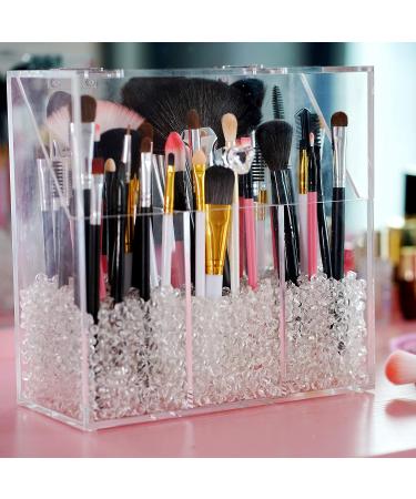 FOOCORDDY Clear Acrylic Makeup Brush Holder with Lid - Large Capacity Cosmetic Storage Organizer for Vanity - Buy Online on GoSupps.com