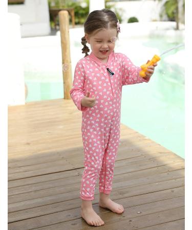 weVSwe Baby Toddler Boy Swimsuit | UPF 50+ Sun Protection | Rash Guard Swimwear with Crotch Zipper | 0-3 Years | Pink Hearts - Buy Online on GoSupps.com