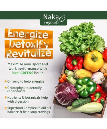 Naka Vital Greens Essential Green Nutrients Featuring Chlorophyll Aloe Vera Ginseng Ginkgo Biloba Super Food Complex and 15 Vegetable Juice Extract Mint Flavour Made in Canada (900ml) - Buy Online on GoSupps.com