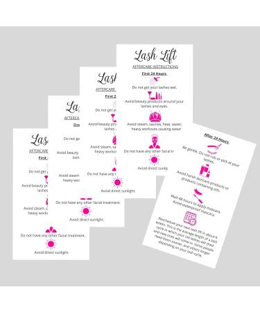 Lash Lift Aftercare Instruction Cards - 50 Pack | Starter Eyelash Lift Kit DIY Supplies | White with Pink Icons | 2x3.5 inches Business Card Size - Buy Online on GoSupps.com