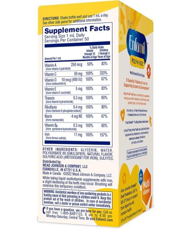 Enfamil Prenatals & Baby Vitamins Poly-Vi-Sol 8 Multi-Vitamins & Iron Supplement Drops for Infants & Toddlers Supports Growth & Development 50 mL Dropper Bottle (Pack of 2) 1.66 Fl Oz (Pack of 2) - Buy Online on GoSupps.com