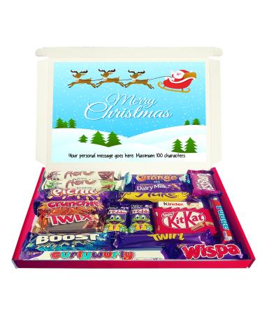 Personalised FLYING SANTA Christmas Chocolate Selection Box Gift Hamper