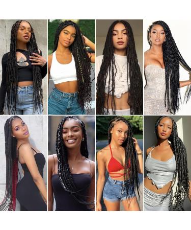 Xusuperb 36 Inch Extra Long Pre-Stretched Braiding Hair - 1B Black Knotless Yaki-Texture Extensions | 6 Pack Kanekalon Synthetic Braids - Buy Online on GoSupps.com
