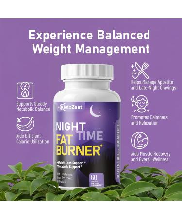 Night Time Fat Burner for Weight Loss - Metabolism Booster Nighttime Belly Fat Burn & Natural Appetite Suppressant Supplement for Men Women - Relaxation Weight Control Support Pills 60 Count (Pack of 1) - Buy Online on GoSupps.com