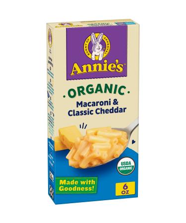 Annies Macaroni Classic Cheddar Organic Mac and Cheese Dinner with Organic Pasta, Kids Macaroni and Cheese Dinner, 6 OZ (Pack of 12)