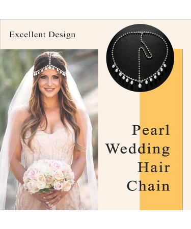 YAEISM Silver Head Chain Pearls Pendant Headpiece Sparkly Rhinestone Boho Headpiece Shiny Tassel Hair Chain Bridal Party Costume Hair Accessories for Women and Girls - Buy Online on GoSupps.com