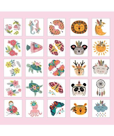 Kids Temporary Tattoos - Made in Europe Hypoallergenic   Pre-Cut  50 Pcs Original Kid Tattoos  Designs with Sea World  Butterflies  Animals  Flowers  Motivational Words - Gift Tattoos for Boys and Girls - Buy Online on GoSupps.com