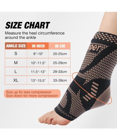 Shop Copper Ankle Brace Compression Sleeve for Pain Relief | Plantar Fasciitis & Achilles Tendonitis Support - Black/Gold - 1 Pair - Buy Online on GoSupps.com