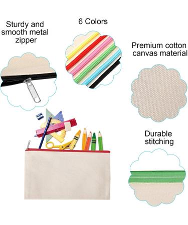 Sinzip 12-Piece Cotton Canvas Makeup Bag Set | Multipurpose Cosmetic & Travel Toiletry Pouch with Zipper | DIY Craft & Pencil Bag | Small Size - Buy Online on GoSupps.com