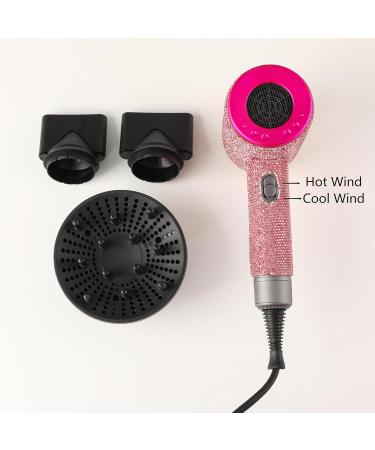 Ionic Hair Dryer - 1800W Professional Frizz-Free Fast Dryer with Diffuser | 3 Heat & 2 Speed Settings | Ideal for Men & Women - Pink - Buy Online on GoSupps.com