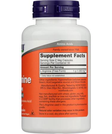 NOW FOODS Arginine 500mg Capsules 100 CT Unflavored 100 Count (Pack of 1) - Buy Online on GoSupps.com