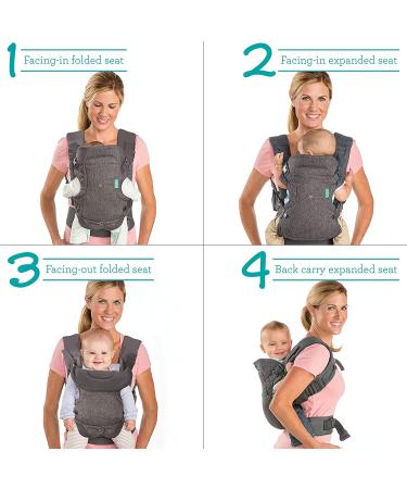 Infantino Flip Advanced 4-in-1 Carrier - Ergonomic Convertible Front and Back Carry - Grey - Buy Online on GoSupps.com