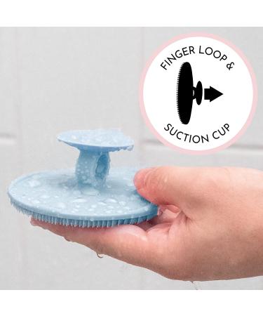S&T INC. Silicone Body Scrubber and Shower Brush - Gentle Exfoliating Soft Bristle Brush - 3.5x4.5 Inch - Blue - 1 Pack - Buy Online on GoSupps.com