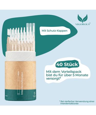 Vigorous 40 Pieces Sustainable Interdental Brushes - ISO 4 0.7 mm for Thorough Tooth Cleaning - Eco-Friendly Dental Care - Buy Online on GoSupps.com
