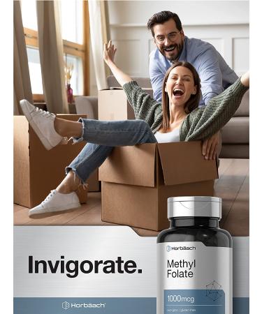 Methyl Folate 1000mcg 5-MTHF | 200 Capsules Folic Acid Supplement | Non-GMO Gluten Free | Horbaach - Buy Online on GoSupps.com