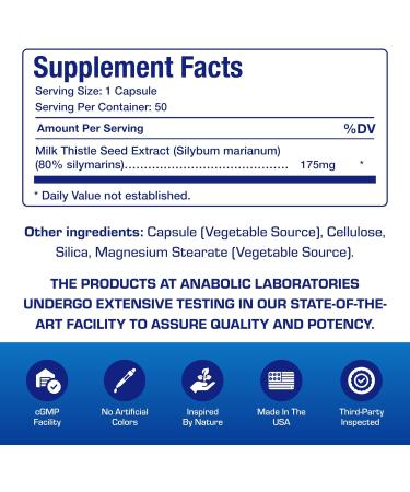Silymarin Milk Thistle Extract Capsules - Clinical Milk Thistle Liver Supplements for Women & Men with Standardized 80% Silymarin for Liver Cleanse Detox Support - Vegan Made in The USA - 50 Servings - Buy Online on GoSupps.com