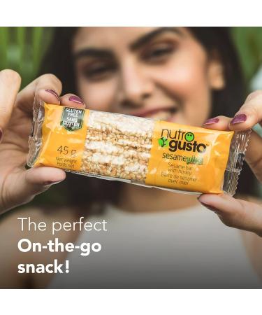 NutroGusto Sesame Bars Cholesterol Free Gluten Free Healthy Snack Bar (Plus with Honey - 36 Bars x 45g) - Buy Online on GoSupps.com