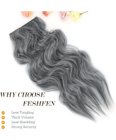 FESHFEN Invisible Wire Hair Extensions | Adjustable Size Long Wavy Hairpiece for Women | 16 Black Mix Gray - Buy Online on GoSupps.com