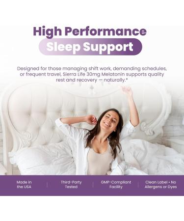 SIERRA LIFE SCIENCES 30 mg High Dosage Melatonin in Easy-to-Swallow Capsules - 120 Servings - Buy Online on GoSupps.com