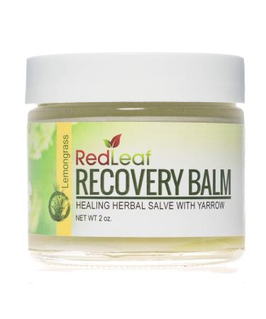 Red Leaf Recovery Balm- All Purpose Herbal Skin Salve Natural Soothing Healing Ointment with Organic Yarrow. Scented with Yarrow and Lemongrass Essential Oil 2 oz