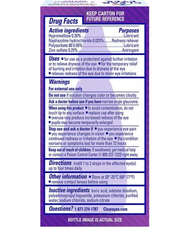 Clear Eyes 7 Symptom Relief Eye Drops 0.5 Fl Oz - Fast Acting Relief for Dry, Red, Itchy Eyes - 0.5 Ounce - Buy Online on GoSupps.com