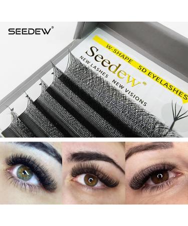 SEEDEW 5D Lash Extensions 0.07mm D Curl 11mm 12 Rows/Tray W Shape Flat Stem Korean PBT Volume False Eyelashes Grafting for Beginner Artist Lash Tech Beauty Salon(5D-Matte Black-0.07-D-11mm) 5D 0.07D 11mm Black - Buy Online on GoSupps.com
