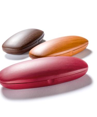 FEFI Hardcase Glasses Case - Stylish Wood Look with Metal Hinge | Red-Brown - Ideal for Travel & Daily Use | International Shipping Available - Buy Online on GoSupps.com