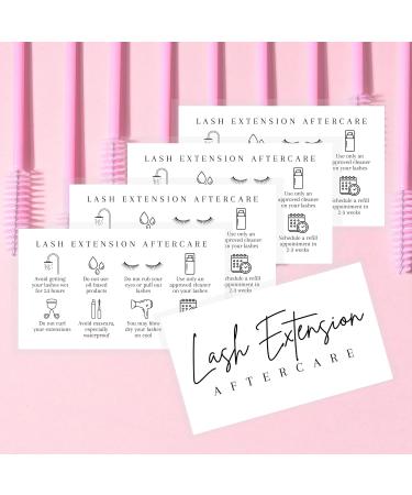 Lash Aftercare Extension Care Cards - 50 Pack | Eyelash False 2x3.5 Symbols | 2-3 Week Refill Instructions | Minimalist Gold Foil | Pink, White, and Black | Extension Care Guide - Buy Online on GoSupps.com