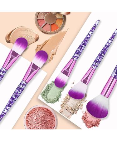 10-Piece Glitter Makeup Brush Set - Professional Acrylic Cosmetic Brushes for Eyes & Face - Violet - Buy Online on GoSupps.com