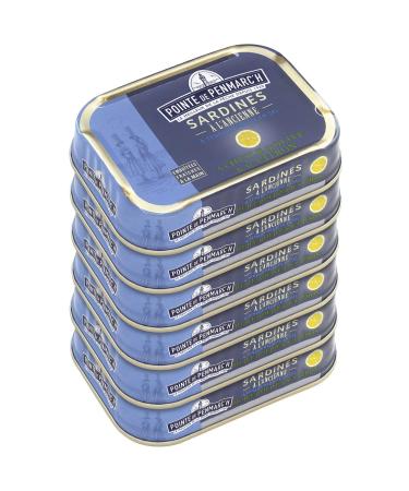 Sardines with olive oil and lemon with reduced salt content Pointe de Penmarc'h the set of 6 boxes of 115g - Delivery in 2 to