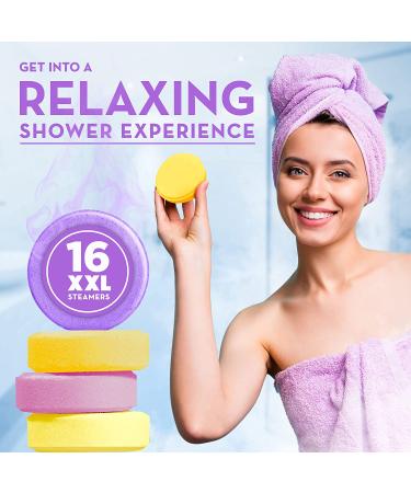 XXL Aromatherapy Shower Steamers 16-Pack for Women - Shower Bombs with Assorted Essential Oils for Relaxation and Wellness - Buy Online on GoSupps.com
