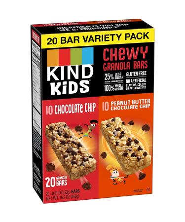 KIND KIDS Chewy Granola Bars Variety Pack - Chocolate Chip & Peanut Butter Chocolate Chip - 100% Whole Grains - Gluten Free - 0.81 oz Bars (20 Count) - Buy Online on GoSupps.com