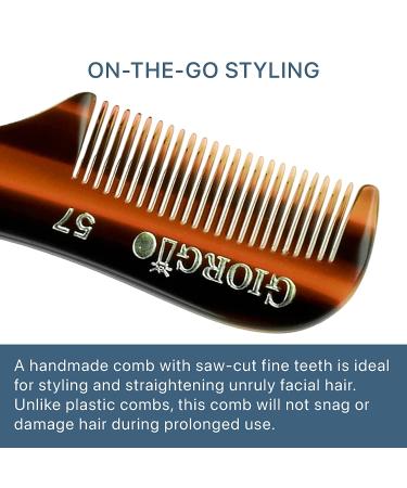 Giorgio G57 Fine Toothed Beard & Mustache Comb 2.75 Inch - Durable Cellulose, Handmade, Tortoiseshell - Men's Facial Hair Grooming Tool - Buy Online on GoSupps.com