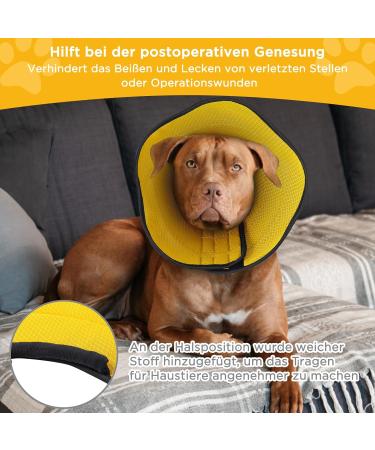 Bonthe Halskrause Dog Collar - Breathable Elizabethan Soft Protective Dog Collar for Post-Op Care Adjustable with Leak Protection - Prevent Licking from Wounds (Yellow) - Buy Online on GoSupps.com
