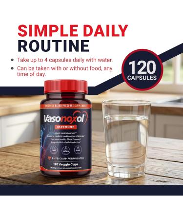 Vasonoxol U.S. Patented Nitric Oxide Supplement for Blood Pressure Support 2880mg - Physician Formulated Vascular Health Formula with L-Arginine & L-Citrulline - Vegan Non-GMO (120 Capsules) 120 Count (Pack of 1) - Buy Online on GoSupps.com