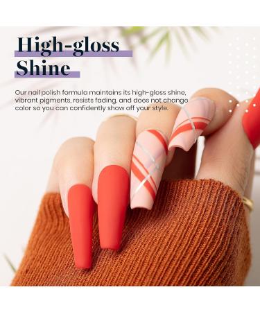 Beetles 12 Pcs Gel Nail Polish Set in Flannel & Fleece Nude Pink Burgundy Red Glitter - Christmas Nail Art Kit with Orange, Dark Blue, Green Colors - Buy Online on GoSupps.com