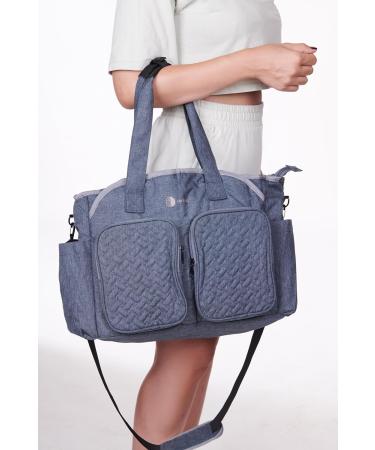 Large Gray Diaper Bag Stroller | Adjustable Shoulder Strap Mama Handbag | Oxford Fabric Travel Bag for Newborns - Buy Online on GoSupps.com
