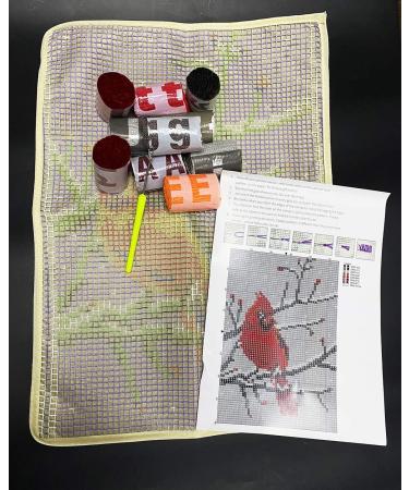 Red Cardinal Latch Hook Rug Kit for Adults - DIY Crocheting Carpet Art Craft 20.5X15 Inch - Buy Online on GoSupps.com