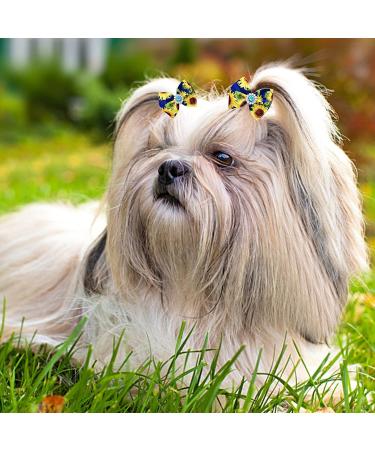 JpGdn 24Pcs/12Pairs Dog Hair Bows with Rubber Band Autumn Sunflower Pattern for Girls Female Cat Rabbit Puppy Poodle Top Knot Elastic Hair Bowknot Grooming Accessories Attachment Sunflower Autumn 24 - Buy Online on GoSupps.com