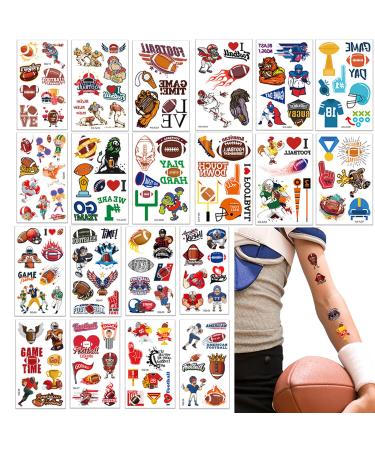 COOLI Football Game Face Temporary Tattoos Sticker 20Sheets Football Party Favor Supplies Super Bowl Birthday Party Decoration Fan Games Event Tattoo Decorations for Adults and Children